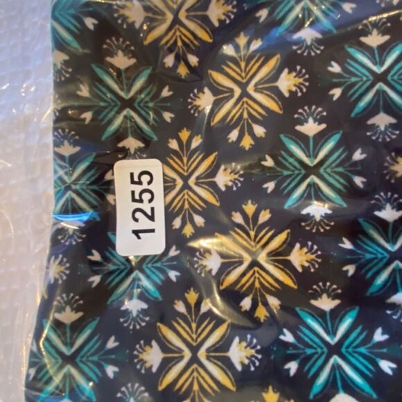 1255 LuLaRoe Leggings Size OS Black Gold Blue Folk Art Print New - Picture 4 of 4